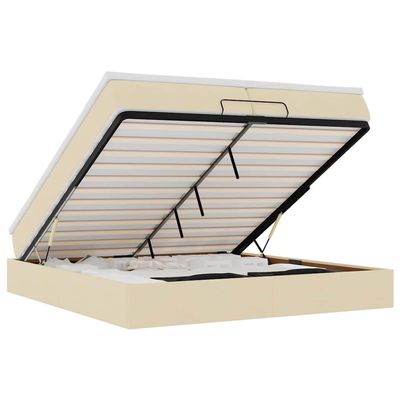 vidaXL Ottoman Bed with Mattresses Cream 200x200 cm Fabric