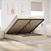 vidaXL Ottoman Bed with Mattresses Cream 200x200 cm Fabric view 2
