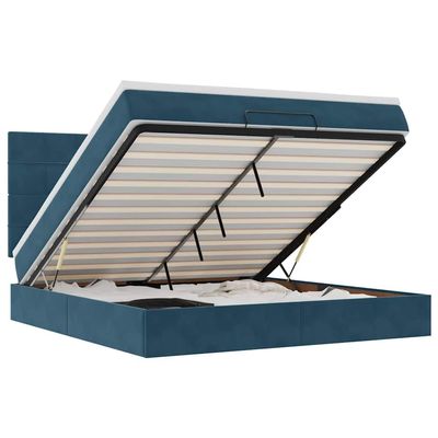 vidaXL Ottoman Bed with Mattresses & LEDs Dark Blue 180 x 200 cm Velvet