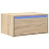 vidaXL Wall-Mounted Bedside Table with LED Lights, Sonoma Oak view 1