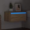 vidaXL Wall-Mounted Bedside Table with LED Lights, Sonoma Oak view 4