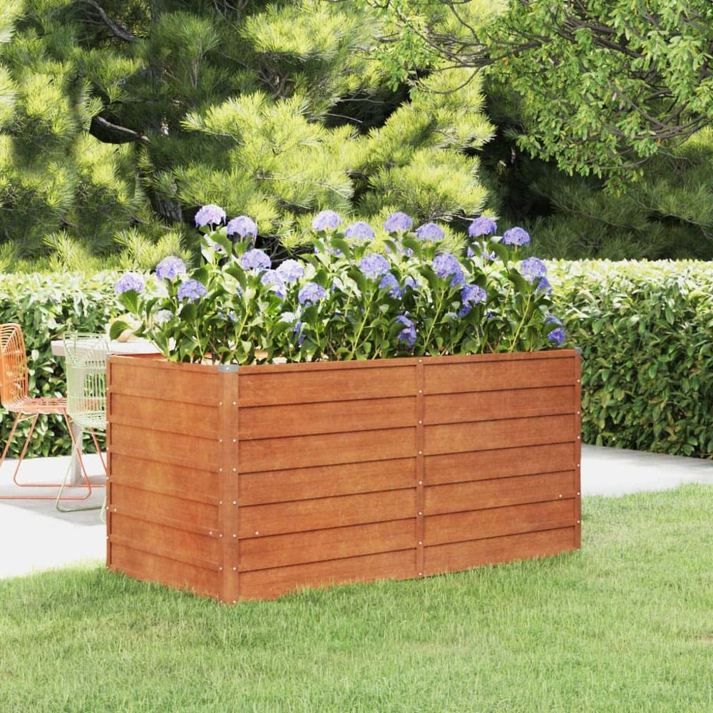 WIFESE Corten Steel Raised Garden Bed 160 x 80 x 77 cm