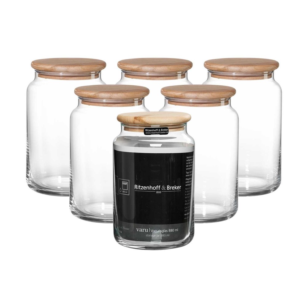 Ritzenhoff & Breker Varu Food Storage Jars, 6-Piece Set, 880 ml