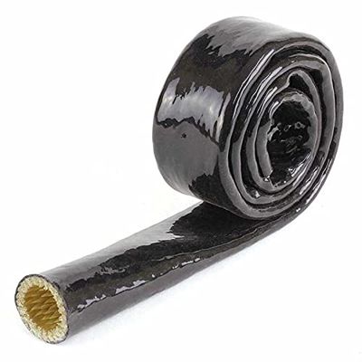 Cable Protector Sleeve, 1 Meter, 40 mm Diameter, Black, High-Temperature Resistant, Flame-Retardant, Silicone-Coated Fiberglass