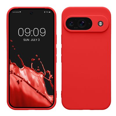 kwmobile Case for Google Pixel 9 – Soft Silicone Cover – Classic Red