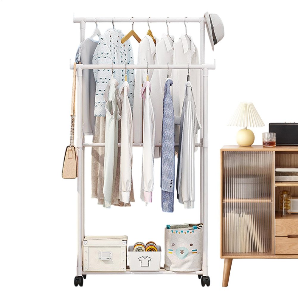 Double Garment Rack with Wheels