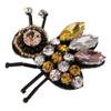 Iron-On or Sew-On Bee Patch with Beads and Rhinestones, Yellow view 2