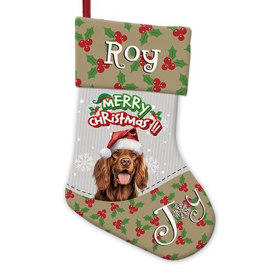 BAGEYOU Sussex Spaniel Christmas Stocking with Santa Hat, 36.6 cm