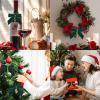 Eventerde 24-Piece Red Velvet Bows, 9 cm, for Christmas Tree Decor view 4