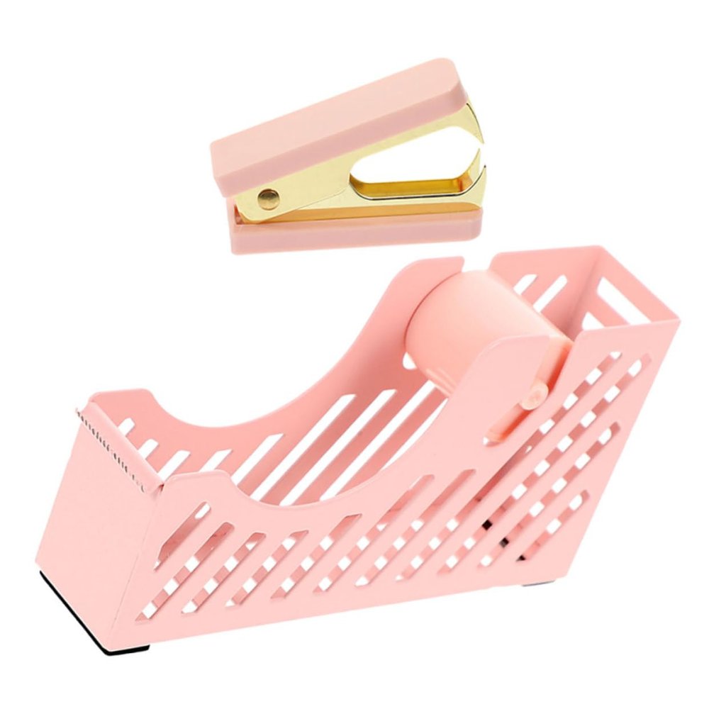Desk Tape Dispensers with Staple Removers, 2 Pack, Pink