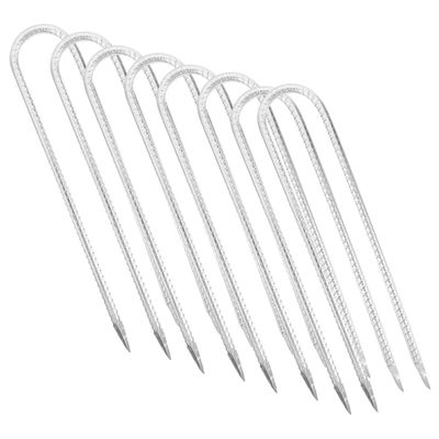 U-Shaped Steel Ground Anchors, Silver, for Garden Soil