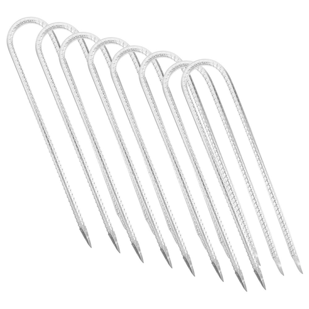 U-Shaped Steel Ground Anchors, Silver, for Garden Soil