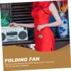 Cabilock 4-Pack Foldable Round Polyester Hand Fans with Tassels, Vintage Style view 2