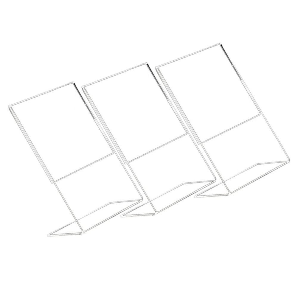 JEWEDECO Transparent Acrylic Presentation Stands, 3-Piece Set, L-Shaped Tabletop Stands for Flyers and Papers