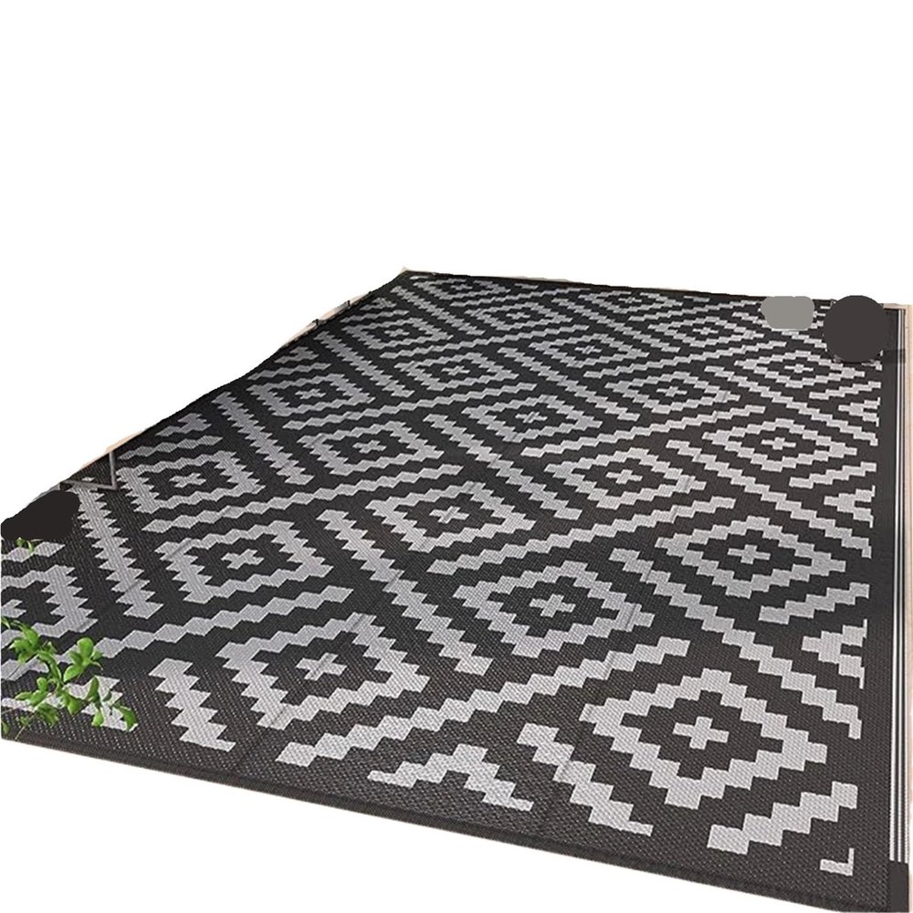 1-Piece Outdoor Rug with Simple Geometric Pattern, Gray, 800 x 1200 mm