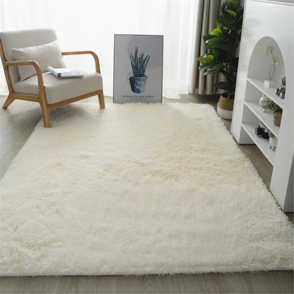 Highdi Soft Shaggy Area Rug, Beige, 40 x 60 cm