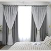 Double-Layer Blackout Curtain with Voile Panel for Living Room and Bedroom, Thermal Insulation and Shading, Gray, Black, Beige and Pink, Pencil-Pleat Design, 1 Piece view 1