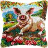Latch Hook Pillow Kit with Flower Pig Design for Adults, 17 x 17 in view 1
