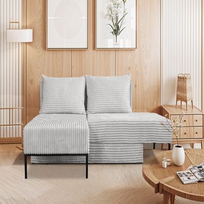 Kaiser Möbel MOOKA 4-in-1 Modular Corduroy Sleeper Sectional, Light Gray, Left-Facing