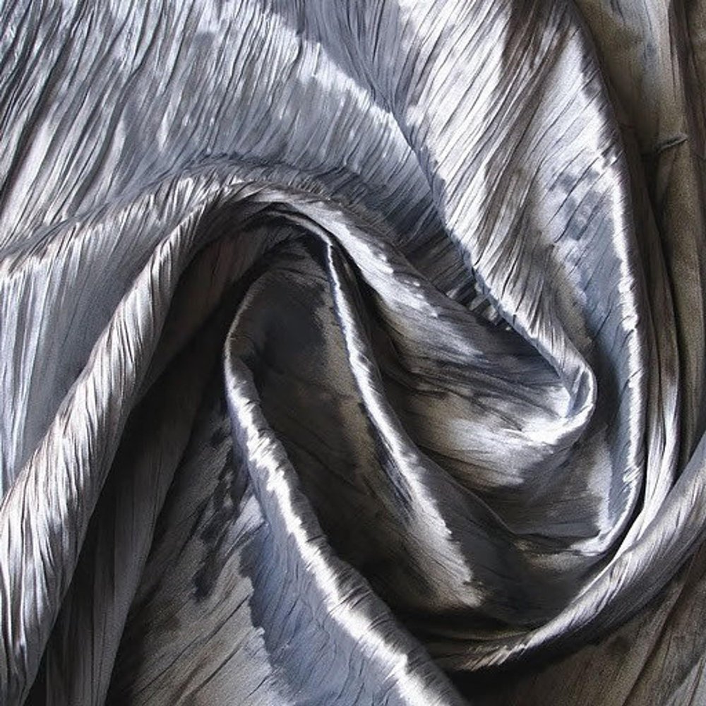 Fabric Mart Direct Silver Gray Crushed Faux Silk Fabric by the Yard, 20 Continuous Yards, 107 cm Wide, Solid Silver, Wholesale