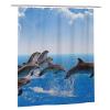 AABSTBFM 3D Dolphin Printed Fabric Shower Curtain, 152 x 183 cm, with 12 Hooks view 1