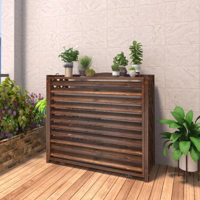 Rustic Wooden Privacy Fence Panel for Outdoor Air Conditioners, Covers and Plant Stands, 85 x 35 x 75 cm