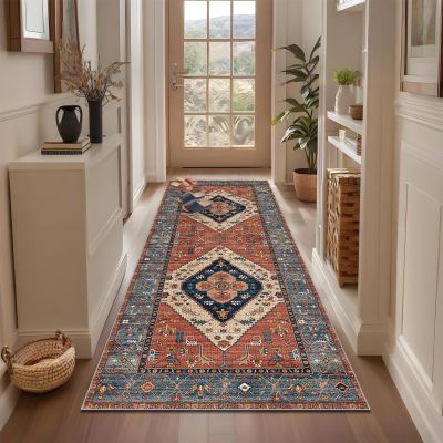 Long Hallway Runner Rug 70 x 230 cm, Non-Slip, Washable Vintage Kitchen Rug