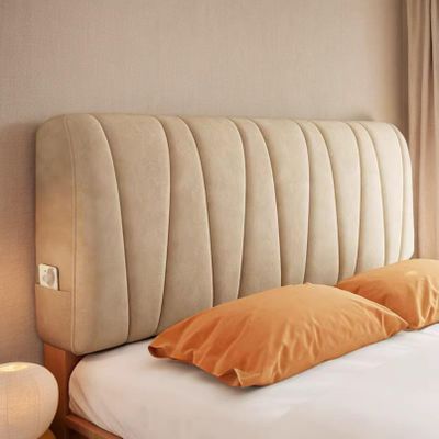 HORLSKI Velvet Stretch Headboard Cover, Dustproof, Brown, 180 cm