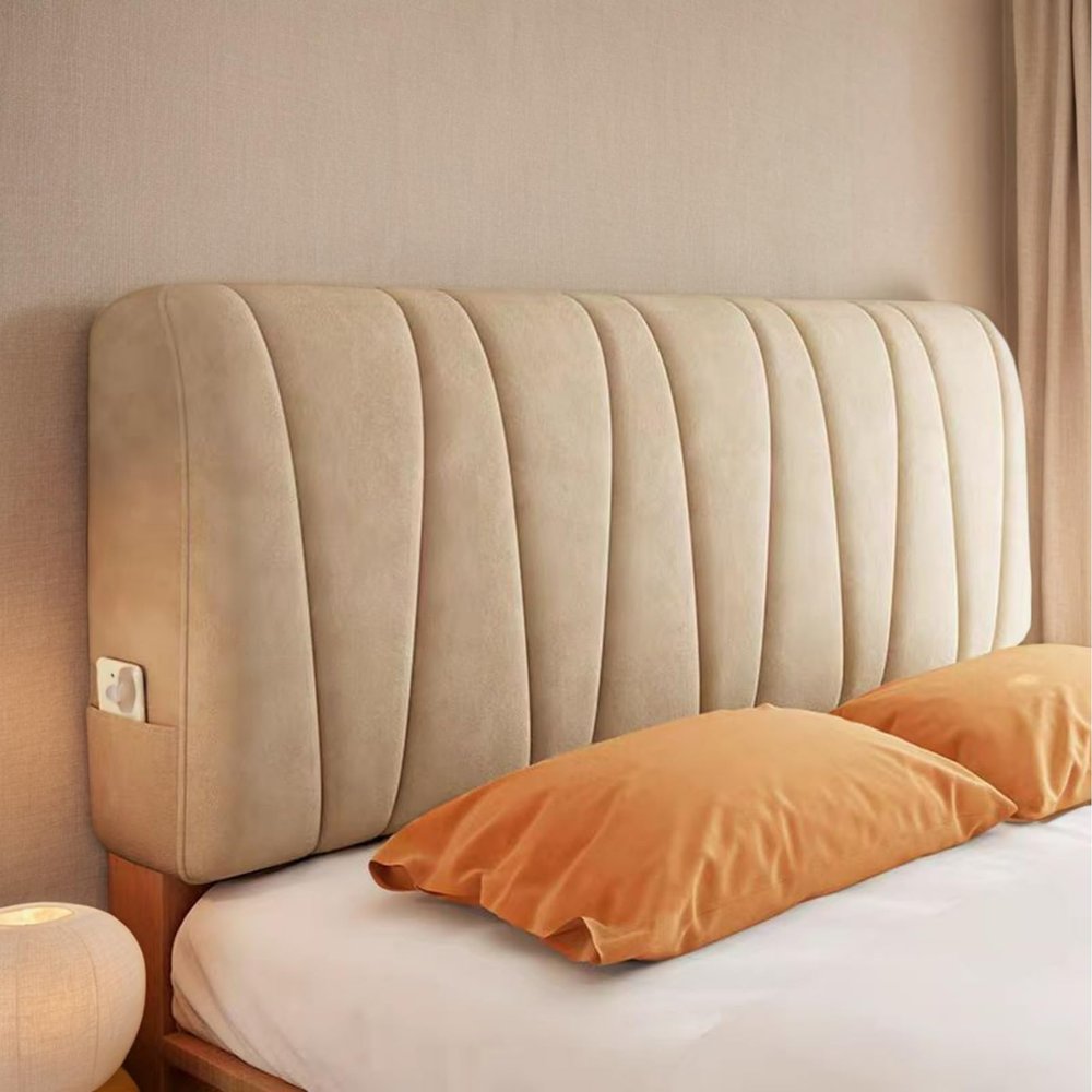 HORLSKI Velvet Stretch Headboard Cover, Dustproof, Brown, 180 cm