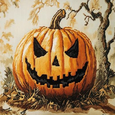 Wallphantom 11CT DIY Cross-Stitch Kit for Adults, Pumpkin Autumn Farm, 40 x 50 cm