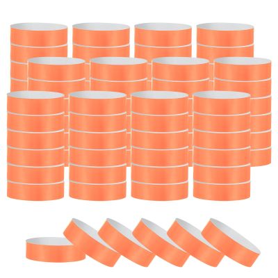 PATIKIL 500-Pack Paper Wristbands, Neon Fluorescent Red