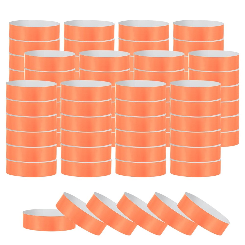 PATIKIL 500-Pack Paper Wristbands, Neon Fluorescent Red