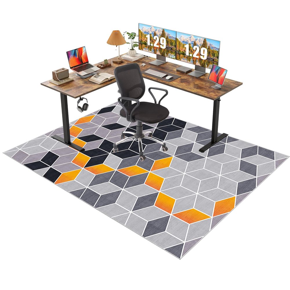 Fcenghox Gaming Chair Mat 110 x 130 cm, Scratch-Resistant Floor Protector for Hardwood Floors and Carpets