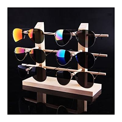 Wooden Eyeglass Display Stand, 2 Rows, 3 Tiers