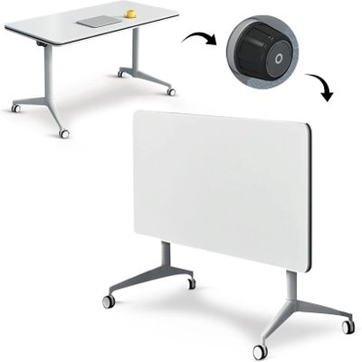 DRFGNF Large Modular Conference Table with Quiet Casters, Modern Executive Desk and Mobile Home-Office Computer Table