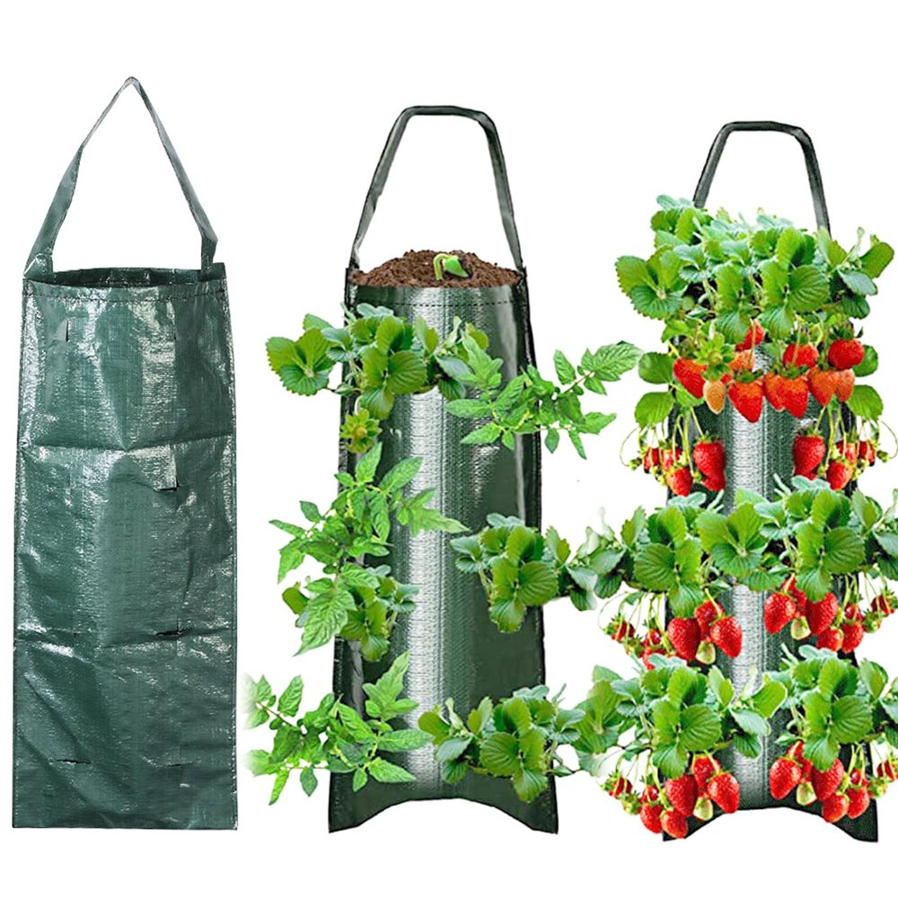 YEZIDE Hanging Planting Bags, Strawberry Planter Bags, 3-Pack