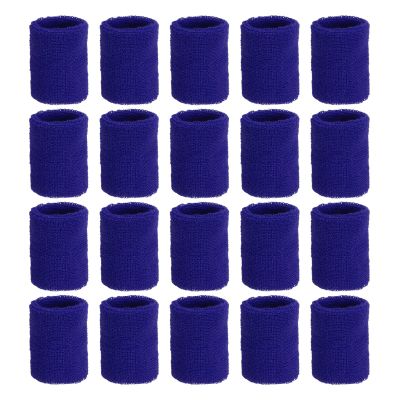 sourcing map Wrist Sweatbands, Sports Wristbands for Women and Men, Absorbent, Navy Blue, 20-Pack