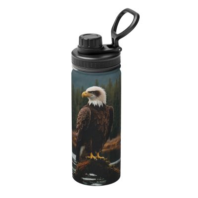 Flying Eagle Print Stainless Steel Sports Water Bottle, 530 ml