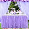 Tulle Table Skirt with LED Lights, Ruffled Tutu Design, Purple, 9 ft (2.75 x 0.77 m) view 2