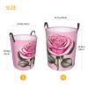 Beautiful Pink Rose Round Single-Layer Laundry Basket with Handles view 4