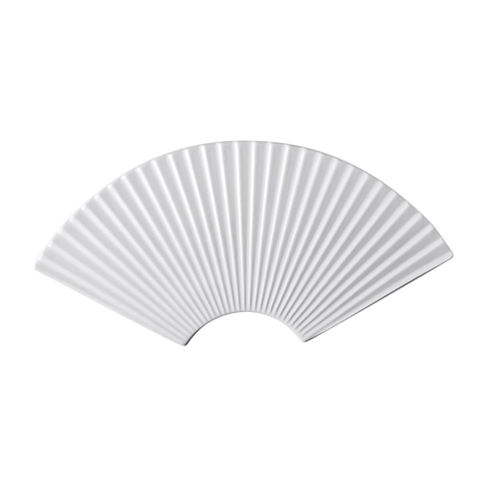 OFFSCH Fan-Shaped White Ceramic Sushi Serving Plate