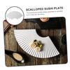 OFFSCH Fan-Shaped White Ceramic Sushi Serving Plate view 4