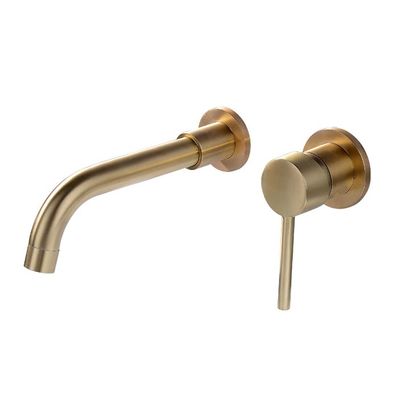 Wall-Mounted Bathroom Sink Faucet, Brushed Gold, Single-Handle