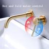 Wall-Mounted Bathroom Sink Faucet, Brushed Gold, Single-Handle view 3