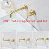 Wall-Mounted Bathroom Sink Faucet, Brushed Gold, Single-Handle view 4