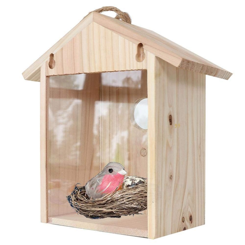 shenruifa Outdoor Bird Feeder Station, Hanging Wooden Birdhouse with Window Suction Cups, for Family Entertainment (A)