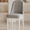 Modern Leather Dining Chairs, Set of 4, Metal Legs, High Back, Cream view 1