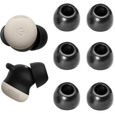 A-Focus Replacement Ear Tips for Pixel Buds Pro 2, Memory Foam, Black, M, 3 Pairs