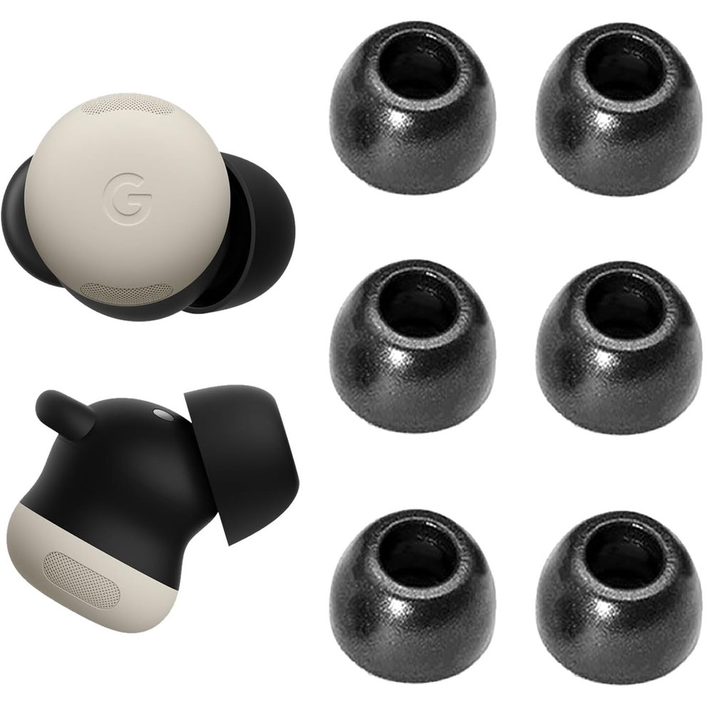 A-Focus Replacement Ear Tips for Pixel Buds Pro 2, Memory Foam, Black, M, 3 Pairs