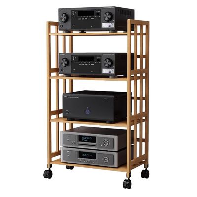 Audio/Video Cabinet with Adjustable Shelves and Casters